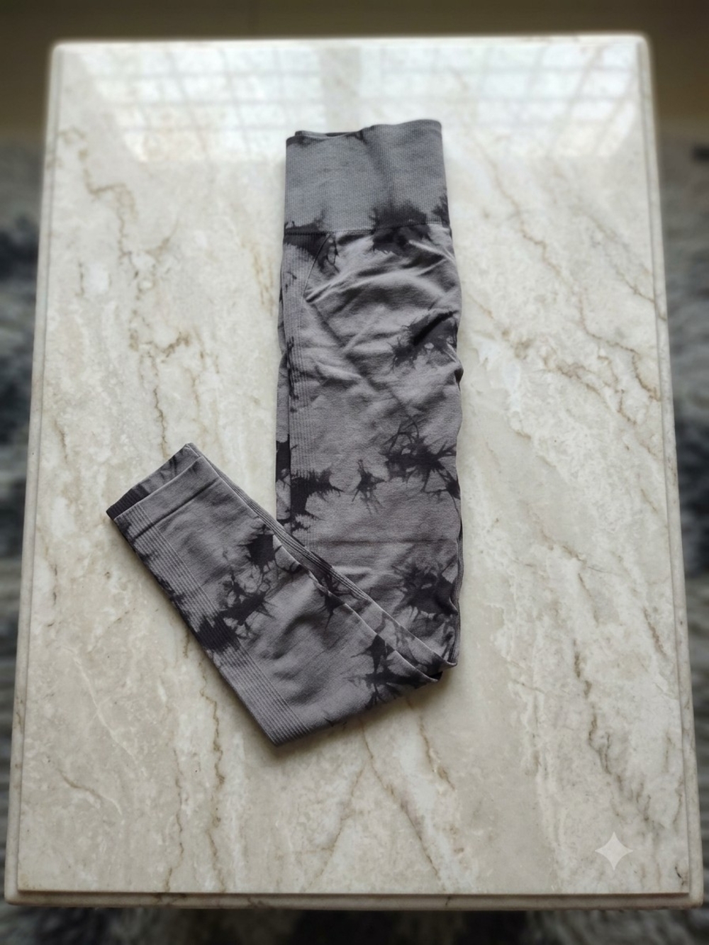 High-Waist Tie-Dye Active Leggings Gray